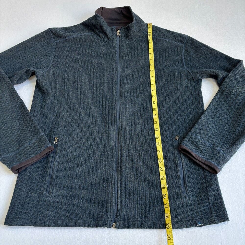 Prana Barclay Wool Blend Full Zip Ribbed Sweater Mens XL Gray - Picture 7 of 8